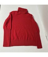 AQUA Sweater Womens L 100% Cashmere Turtleneck Jumper Winter Hot Red Cozy - $439.84 MXN