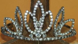 Rhinestone Tiara unmarked crown pageant costume adjustable bridal wedding - £7.90 GBP