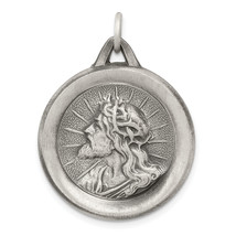 Silver Antiqued Jesus Medal QC5499 - $77.78