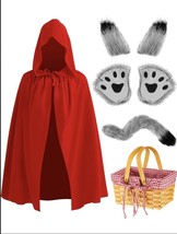 5 Pc Couples Halloween Costume Accessories Red Riding Hood Cape &amp; Basket... - $15.83