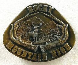 ROCKY MOUNTIAN HIGH Belt Buckle-Indiana Metal Craft-Brass-USA-Vintage 1977 - $26.24