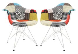 LeisureMod Willow Fabric Eiffel Chrome Base Accent Chair Living Room Arm... - $113.75