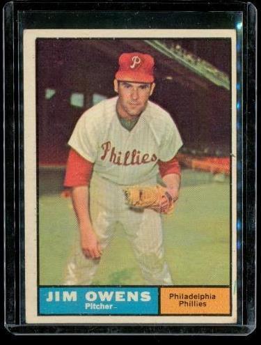 Primary image for Vintage 1961 TOPPS Baseball Card #341 JIM OWENS Philadelphia Phillies