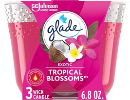 Glade Candle Tropical Blossoms, Fragrance Candle Infused with Essential Oils, Ai - £19.17 GBP