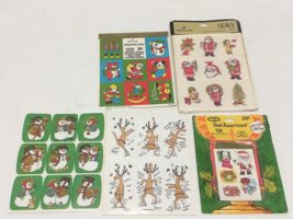 Vintage Christmas seals and stickers Santa snowman stockings train stickers - $24.70