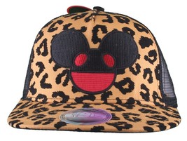 Deadmau5 Uomo Nero Oro Leopardo Ghepardo Stampa Flock Rete Baseball Snapback - £7.97 GBP