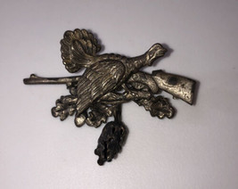 Turkey &amp; Shotgun Vintage Lapel Pin Brooch - £6.39 GBP