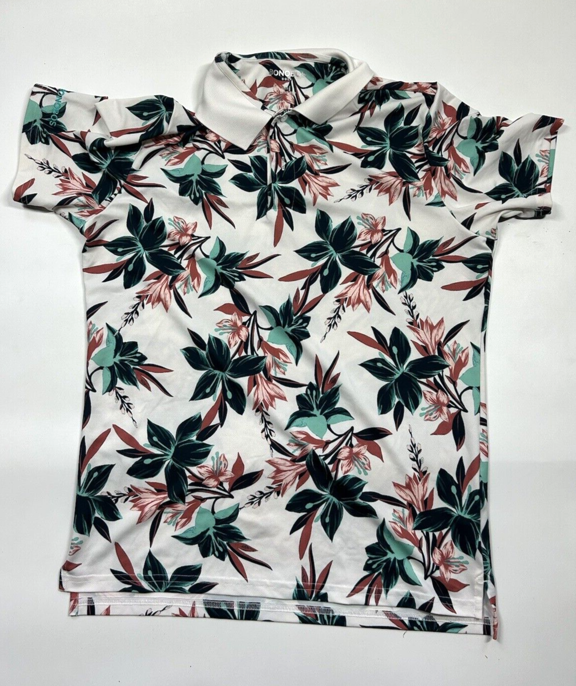 Primary image for Bonobos Golf Short Sleeve Performance Polo Shirt White Floral Men's Medium Slim