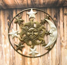 Large 33&quot;W Aluminum Celestial Heavens Sun Moon And Stars Astrology Wall ... - £235.36 GBP