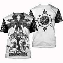 Viking tattoo son of valhala t shirts Men Steampunk 3D O-neck quick-drying 13 - £7.89 GBP