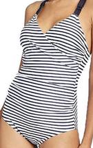 NEW Womens Kona Sol sz M Shirred Macrame Strap One Pc Swimsuit Blue White Stripe - £9.37 GBP