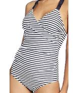 NEW Womens Kona Sol sz M Shirred Macrame Strap One Pc Swimsuit Blue Whit... - £8.92 GBP