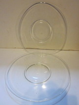 2 VINTAGE CLEAR GLASS LARGE DINNER PLATES 10-7/8&quot; ACROSS - £7.85 GBP