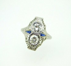 Authenticity Guarantee 
Art Deco 18k Gold .92ct Diamond Filigree Ring w/ Lab-... - £1,800.52 GBP