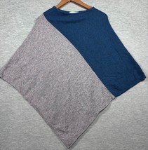 Celeste Wool Cashmere Blend Poncho Womens One Size Blue Gray - $340.54 MXN