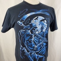 Vintage Grim Reaper Cemetery T-Shirt Adult Medium Black Cotton Ghoul Graveyard - £14.85 GBP