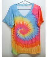 Women’s Summer  Tie Dye Short Sleeve T Shirt V Neck Casual Loose Fit Lar... - $16.82