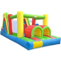 YARD Bounce House Inflatable Obstacle Course Rainbow Bouncer Jumper with Blower
