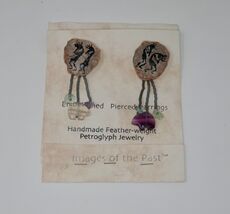Handmade Feather-weight Kokopelli Petroglyph Jewelry - Earrings with Quartz - $24.99