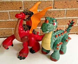(2) 2008 Mattel Imaginext Dinosaurs SPIKE &amp; RED Dragon…both tested &amp; working - £23.97 GBP