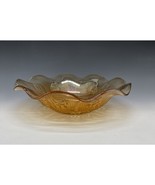 Jeanette Iridescent Marigold Iris &amp; Herringbone Ruffled Bowl 9.5&quot; Serving - $452.05 MXN