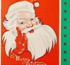 C1960s Merry Christmas To All Greeting Card Used Bi-Fold Santa Claus E85G - $19.99