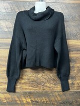 Wild Fable Cropped Sweater Women Large Black Turtleneck Cozy Ribbed Trim - £11.73 GBP