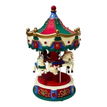 Avon Carousel Christmas Santa Merry Go Round with Music Caroling Vtg See Video - £16.41 GBP