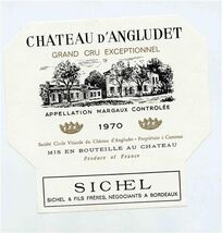 Chateau d'Angludet Grand cru Exceptionnel 1970 Wine Label - $11.88