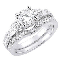 2.70ct Round Cut White Moissanite Engagement Ring Set 14K white Gold Size 6 - £182.84 GBP