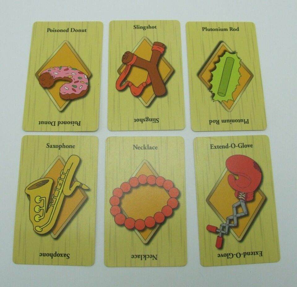 Clue Simpsons Replacement Weapon Cards Game Piece Part 2000 Complete Set Of 6 - £3.49 GBP