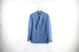 Vtg 60s Streetwear Mens 39L Wool Double Breasted Suit Jacket Sport Coat Blue USA - £55.28 GBP
