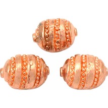 Bali Oval Barrel Copper Plated Beads 11.5mm 16 Grams 3Pcs Approx. - £5.43 GBP