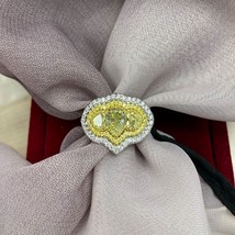 GIA 2.20 Ct Natural Fancy Yellow Pear Diamond Ring 18k Gold - £5,215.74 GBP
