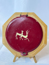 Vtg Compact Wood And Plastic Doe &amp; Buck Deer Octagon Shape Mirrored Powd... - $89.05