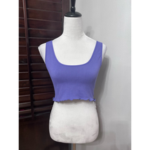 Abound Womens Crop Top Tank Purple Ribbed Scoop Neck Criss Cross Back M New - £10.99 GBP