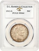 1913-S 50c PCGS MS64 ex: D.L. Hansen - £2,860.48 GBP