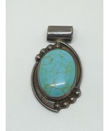 Vintage Sterling Silver 925 Mexico Southwestern Turquoise Pendant - £37.36 GBP