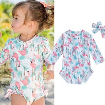NEW Girls Flamingo Long Sleeve Swimsuit Bathing Suit - $11.55 CAD