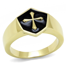 TK3268 Stainless Steel Epoxy Ring Jet Center IP Gold Finish, Small-Sized - $27.49