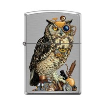 Zippo Lighter - Steampunk Owl Brushed Chrome - 854064 - $26.71