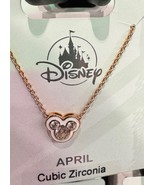 Disney Parks Mickey Mouse CZ Faux Crystal April Birthstone Necklace Gold... - $47.70 CAD