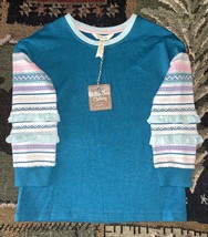 Matilda Jane Size 16 Wild About Life Sweatshirt Wonderment Blue Fair Isle - £22.48 GBP