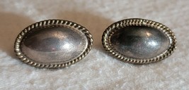 Vintage Mexico Taxco Concho Sterling Silver 925 Earrings oval 8.7 grams - £27.63 GBP