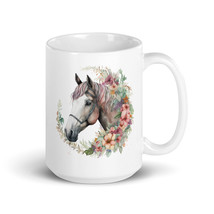 Floral Horse Watercolor Art White glossy mug - $17.82