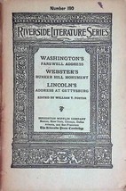 Riverside Literature #190 [1937] Washington&#39;s Address, Webster&#39;s Bunker Hill ++ - £4.54 GBP