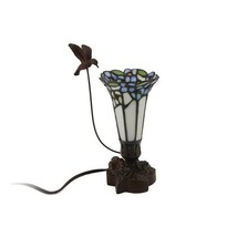 Multi-colored Hummingbird Blue Bouquet Lamp Keepsake Funeral Cremation Urn - £210.65 GBP