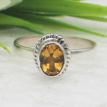 925 Sterling Silver Natural Citrine Ring Handmade Gemstone Jewelry Gift For Her - £30.64 GBP