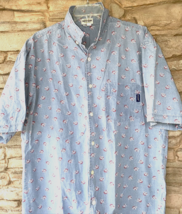 VTG Guess Jeans Shirt Button Up All Over Print Mens LARGE Blue GenZ 90s USA - $61.59