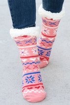 Blush Holiday Sherpa Traction Bottom Slipper Socks - $13.09
